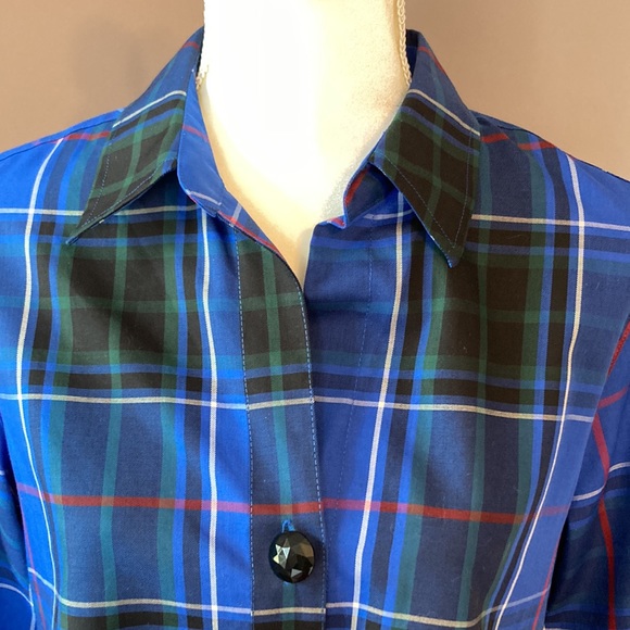 FOXCROFT Blue Plaid Blouse - Picture 4 of 12